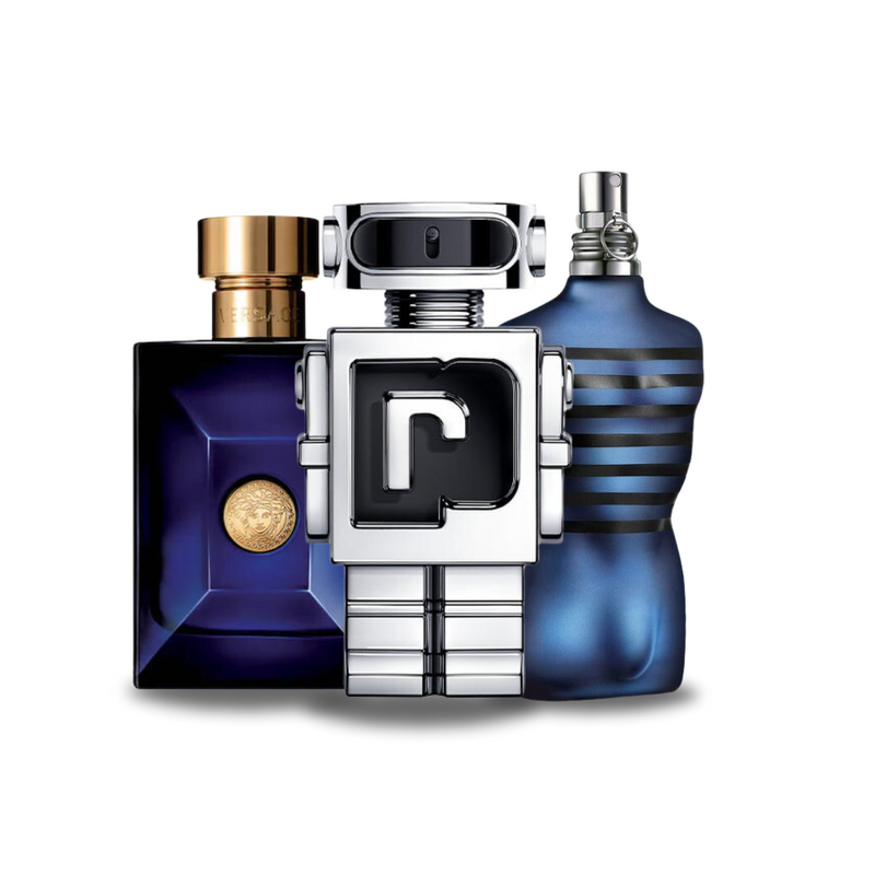 Zestaw 3 perfum Versace DYLAN BLUE, Paco Rabanne PHANTOM, Jean Paul Gaultier ULTRA MALE 100ml
